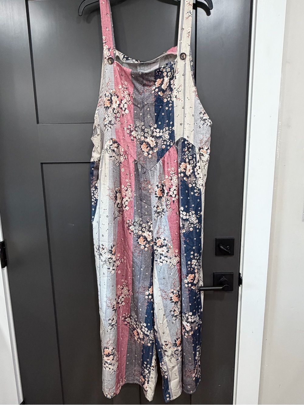 Floral Stripe wide leg overalls